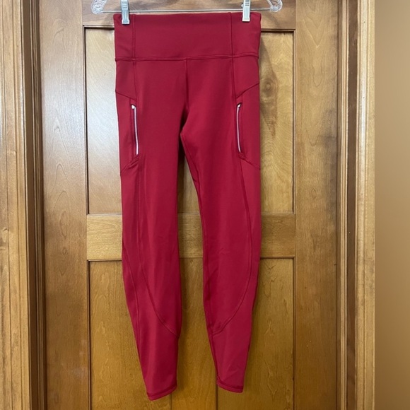 Athleta Reinier Bright Bold Red Active Leggings M - Picture 5 of 12